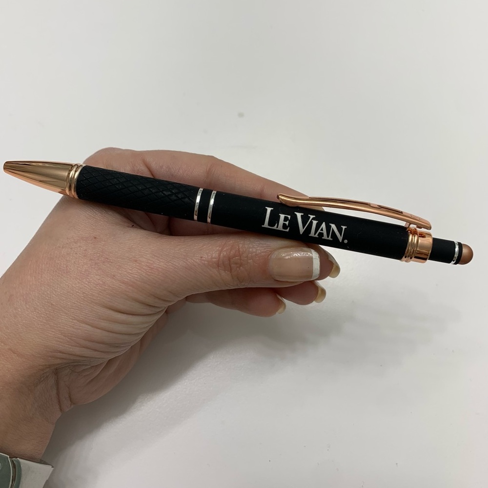 Authentic LeVian Black Engraved Soft Touch Pen w/ RoseGld Stylus (Ink:Black)